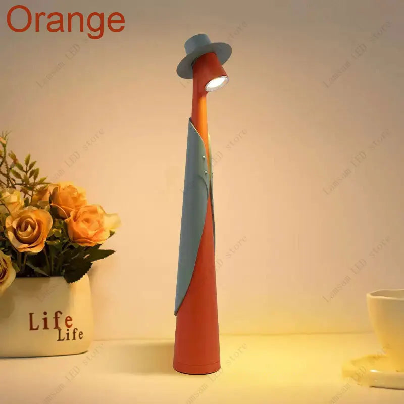 Fashionable Man Lamp USB Rechargeable Tricolored LED Desk Lamp Elegant Slim Stick Light Unique Portable Dimmable Reading Lamp